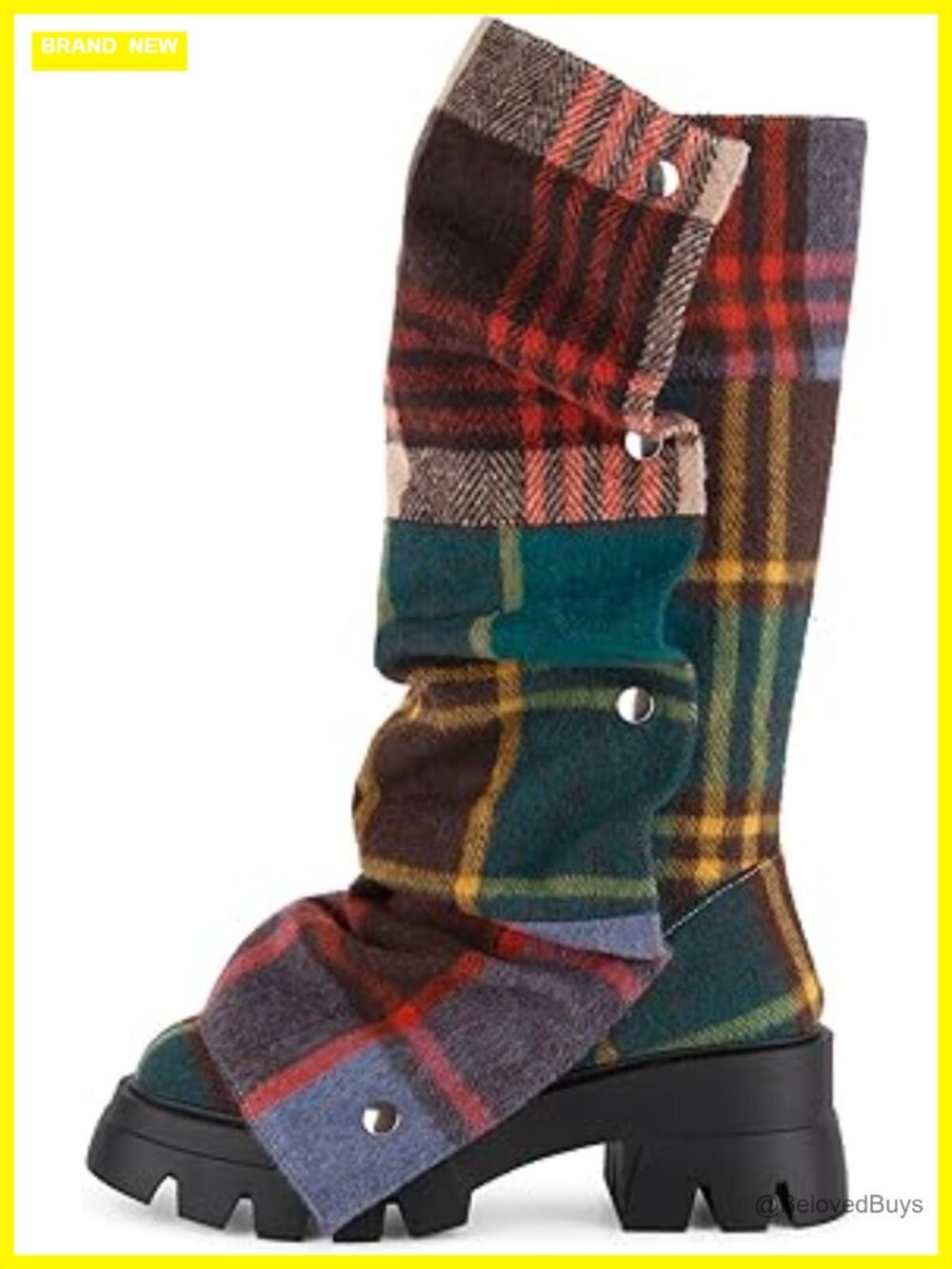 Women's Platform Slouchy Fold Over Mid Calf Block Heel Western Boots